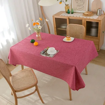 Однотонное покрытие стола, скатерть из натуральной ткани, для украшения столешницы на кухне, в столовой, для вечеринки, праздника