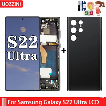 Супер OLED Для Samsung S22 Ultra ЖК-дисплей С Сенсорным Экраном и Цифровым Преобразователем В Сборе Для Samsung Galaxy S22 Ultra 5G LCD С Рамкой