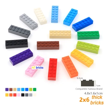 100шт 2x6 точек DIY Строительные блоки Толстые фигурки Кирпичи Образовательный Творческий размер Совместим с 2456 пластиковыми игрушками для детей