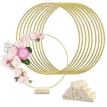 10 шт. Золотых колец с подставкой для стола, золотое кольцо-венок из макраме, центральное украшение стола