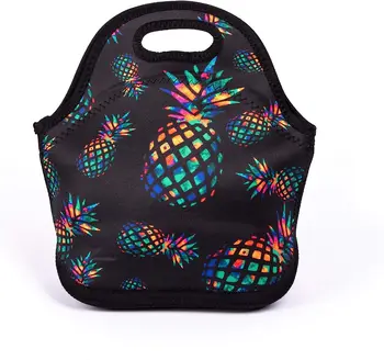Неопреновая сумка для ланча, Разноцветные сумки для ланча с ананасами для женщин, детей, девочек, Мужчин, мальчиков-подростков, Изолированная Водонепроницаемая сумка для ланча с Ананасом
