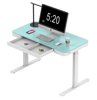 2023 Роскошный 2-Ножный Электрический стол для сидения и стояния с одним мотором, Рама Компьютерного стола с электрической регулировкой высоты, Белый Офис