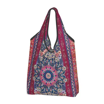 Антикварный персидский ковер с милым принтом, сумки-тоут, переносная сумка для покупок, Богемная этническая племенная ковровая сумка