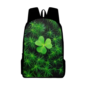 Забавные рюкзаки Lucky Clover, студенческие школьные сумки, рюкзаки с 3D принтом зеленых листьев для подростков, рюкзаки для мальчиков и девочек большой емкости