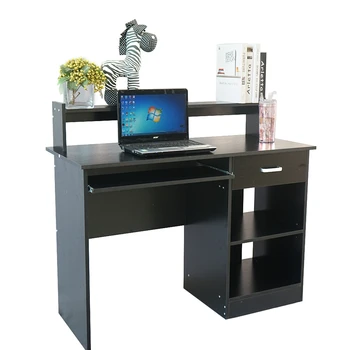 Рабочее место в домашнем офисе, Компьютерный стол для игр, чтения, письма, Деревянный стол, стол с выдвижным ящиком и местом для хранения, Белый, черный