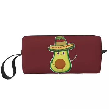 Мексиканский авокадо С сомбреро, подарочная дорожная сумка для туалетных принадлежностей, Фруктовый Веганский органайзер для косметики для макияжа, набор для хранения косметики Dopp