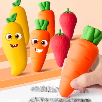 Фруктовый ластик Креативные канцелярские принадлежности для детского сада, милое манго, клубника, морковь, чистая резина, большая резина