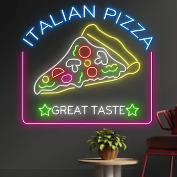 Неоновая вывеска итальянской пиццы Оформление Пиццерии Светодиодные световые вывески Декор стен кухни ресторана На заказ Неоновые огни