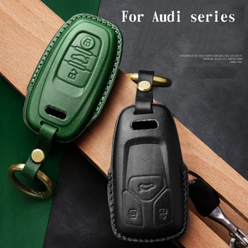 Высококачественный Кожаный Чехол для автомобильных Ключей Верхнего слоя Audi A1 A3 A4 A5 A6 A7 A8 Quattro Q3 Q5 Q7 С Интеллектуальными Кнопками Дистанционного Ключа