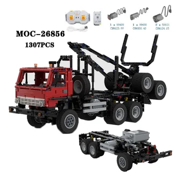 Классический строительный блок MOC-26856 Деревянный транспортный грузовик сложной сборки 1307 шт. Модель Игрушки для взрослых и детей, подарок на день рождения