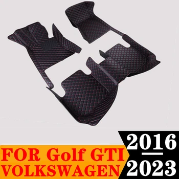 Sinjayer Водонепроницаемые Кожаные Автомобильные Коврики На Заказ Спереди и Сзади FloorLiner Auto Carpet Для Volkswagen VW Golf GTI 2016-2023