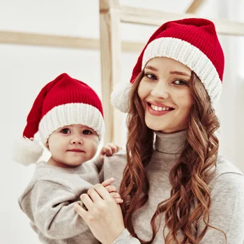 Детские зимние шапки, Вязаный крючком капор для новорожденных мальчиков, шапочка для родителей и малышей, аксессуары для детей, Рождественская шляпа