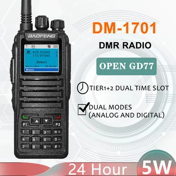 Baofeng DM-1701 DMR Walkie Talkie 5 Вт Открытый GD77 Двухрежимный Аналоговый Цифровой Уровень 1 + 2 С Двойным Временным интервалом DR-1801 Обновленная Версия Радиостанции