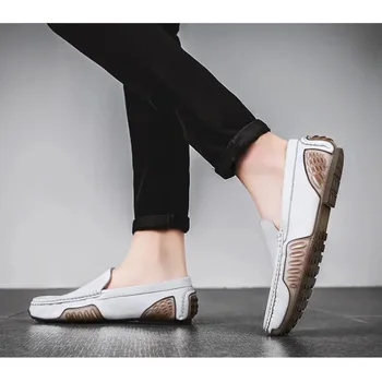 Женская обувь, кожаная обувь в британском стиле, маленькие кожаные туфли, новинка 2023 года, летняя женская повседневная обувь без застежки на толстом каблуке