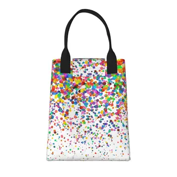 Красочное конфетти, большая модная сумка для покупок с ручками, многоразовая хозяйственная сумка из прочной винтажной хлопчатобумажной ткани.