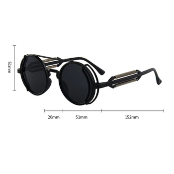 Солнцезащитные очки в стиле стимпанк UV400 Высококачественные линзы Очки Мужские Женские Ретро Солнцезащитные очки в круглой металлической оправе Велосипедные Очки