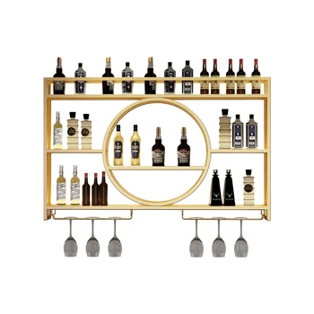 Роскошный Современный шкаф для вина, Настенный дисплей, Золотые полки, Винный стеллаж, держатель для бутылок, хранение