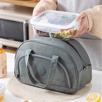 Портативная двухслойная сумка для ланча, Термокоробка с пищевой изоляцией большой емкости, сумка-холодильник для пикника, сумка-тоут, контейнер для Бенто для ужина