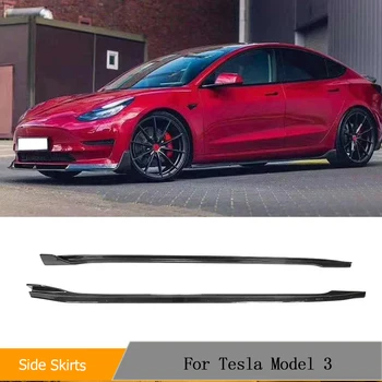 Удлинительная юбка бокового бампера автомобиля для 4-дверного седана Tesla Model 3 2017-2022 2017-2022 Боковые юбки Протектор выступа дверного бампера из углеродного волокна