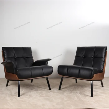 Современный диван-кресло в скандинавском стиле, кресло для отдыха для одного человека, художественная ткань, дизайнерский рисунок из орехового дерева, небольшая стойка регистрации