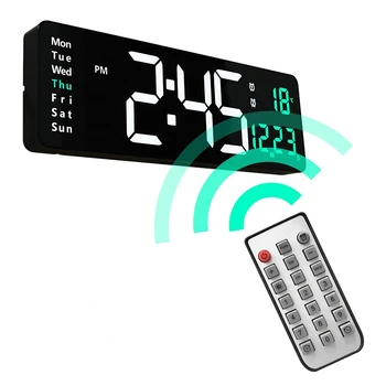 Большие цифровые настенные часы Настенный пульт дистанционного управления Большой дисплей Будильник Настенные часы Светодиодная температура Дата Электронные часы