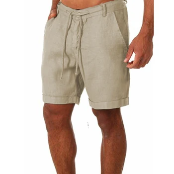 Однотонные хлопчатобумажные льняные мужские шорты, летние мужские брюки, дышащие брюки, уличная одежда для фитнеса, s-3XL, новинка, 2023
