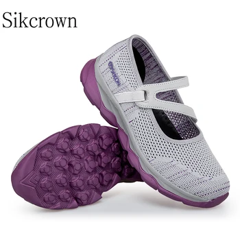 Фиолетовые спортивные кроссовки для женщин, размер 41, нескользящие Мягкие кроссовки для мамы, летняя дышащая сетка для путешествий, повседневный комфорт, легкие плоские