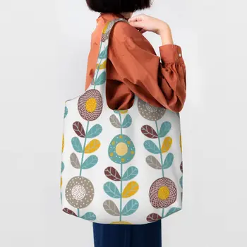 Орла Кили, абстрактные цветы, сумки для покупок в бакалейной лавке, Скандинавские холщовые сумки для покупок середины века, вместительные сумки