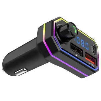 Комплект громкой связи с FM-передатчиком Автомобильный Bluetooth 5.0 MP3-плеер Стерео Автомобильный FM-модулятор USB Быстрая зарядка Автомобильный адаптер Aux Bluetooth