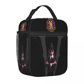 Wednesday Addams Nevermore Academy Изолированная сумка для ланча, коробка для хранения продуктов, портативный кулер, термобокс для Бенто для пикника
