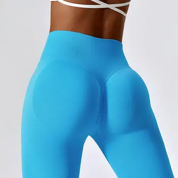 Женские сексуальные штаны для йоги с высокой талией, леггинсы для тренировок, ощущение обнаженности, спортивные эластичные узкие брюки-карго, поднимающие бедра