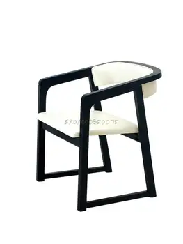 Обеденный стул из массива дерева в скандинавском стиле, домашний стул со спинкой, современный минималистичный Легкий Роскошный чайный столик с подлокотником, Новый китайский стул, Чистый Красный цвет