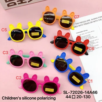 Новые силиконовые поляризованные детские солнцезащитные очки с милым мультяшным кроликом, детские солнцезащитные очки для мальчиков и девочек