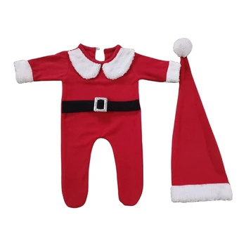 Реквизит для фотосессии новорожденных, комбинезон на ножках Санта-Клауса, одежда для позирования, подарок для душа