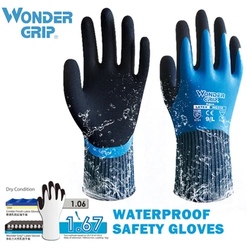 Wonder Grip WG-318, Защитные водонепроницаемые рабочие перчатки, Женские Мужские рабочие перчатки, нейлоновые перчатки с двойным покрытием, Удобная латексная пена