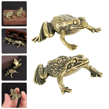 Латунная лягушка, Статуэтки Золотой жабы, Ремесленный декор, Животные, настольные лягушки, Офисный подарок, Маленькое украшение