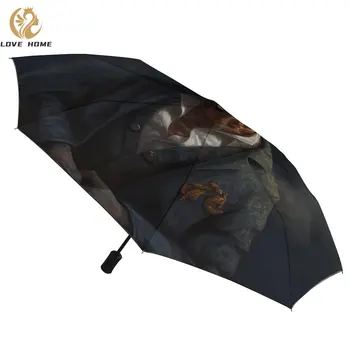 Жираф 3-х Кратный автоматический зонт в стиле Крестного Отца, портативный зонт в стиле гангстера, защита от ультрафиолета, Черное пальто, зонты для мужчин и женщин