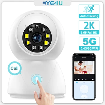 Видеоняня 2K, Wi-Fi, 2,4 G, 5G, интеллектуальный вызов в одно касание, защита безопасности, камера для домашних животных, отслеживание искусственного интеллекта в помещении, камера видеонаблюдения 1080P.