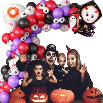 Хэллоуин воздушный шар арка комплект гирлянды воздушные шары с паутиной точка латексные шары партии украшения DIY Хэллоуин партии поставки