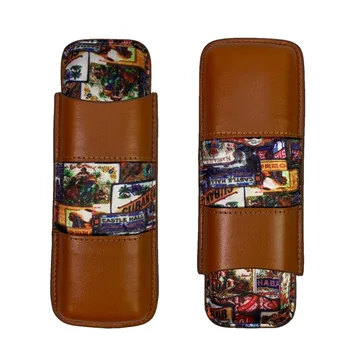 Кожаный дорожный портсигар, Портативный, 2 слота, Аксессуары для хьюмидоров для сигар, Портсигар