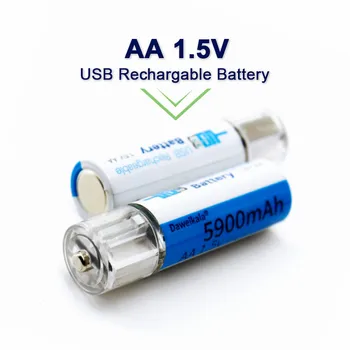 Батарея AA 1.5V 5900mAh USB Перезаряжаемая Литий-Ионная Батарея AA 1.5V Аккумулятор для Дистанционного Управления Игрушечной Лампой Batery + бесплатная Доставка