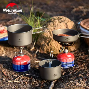Посуда для кемпинга Naturehike, Титановый горшок, сковорода, Снаряжение для пикника на открытом воздухе, посуда, сковорода с откидной ручкой