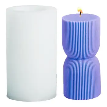 Форма для свечей в полоску 3D Цилиндрическая форма для свечей Силиконовые формы с витой полосой Форма в полоску для изготовления свечей из мыльного воска