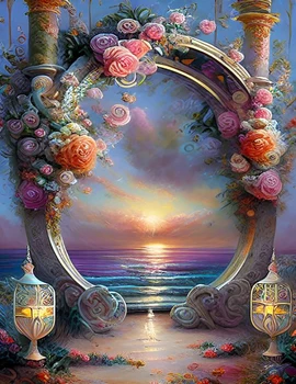 Наборы для вышивки крестом JMINE Div 5D Floral Flower sea sunset door с полной алмазной росписью art floral 3D paint by diamonds