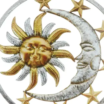 11 Металлических скульптур Солнца и Луны, Настенный декор, Табличка для сада, ванной комнаты, коричневый