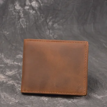 Новый мужской кошелек из воловьей кожи верхнего слоя zero wallet RFID, короткий кошелек, женская сумка с несколькими картами, кошелек crazy horseskin