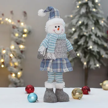 Телескопическая Рождественская Кукла из Синей ткани Санта Клаус Снеговик Лось 2023 Рождественский подарок Рождественские Подвески Кукла Ноэль Навидад