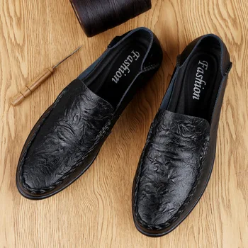Натуральная кожа для мужчин Повседневная обувь Элитный бренд 2023 мужские мокасины мокасины дышащие скольжения на обувь для вождения черный