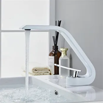 Современный смеситель для умывальника Смеситель для ванной Комнаты Белый Смеситель для умывальника с одной ручкой Кран для горячей и холодной воды
