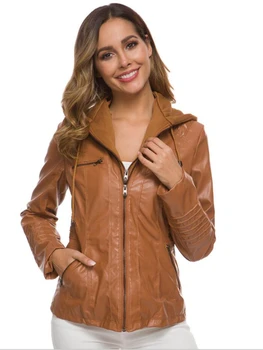 Горячая осенне-зимняя женская кожаная куртка на молнии, мотоциклетная кожаная куртка, короткая куртка из искусственной кожи, пальто большого размера 3XL